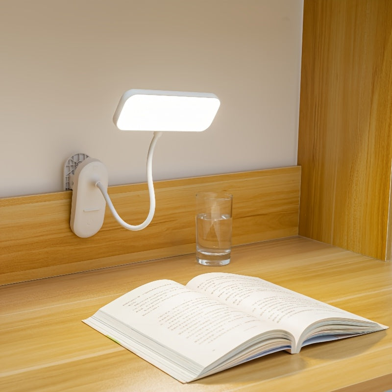 Lámpara de escritorio flexible con cuello de cisne, regulable, con 3 niveles de atenuación táctil y protección ocular, luz nocturna, recargable por USB, con abrazadera ajustable y control táctil.