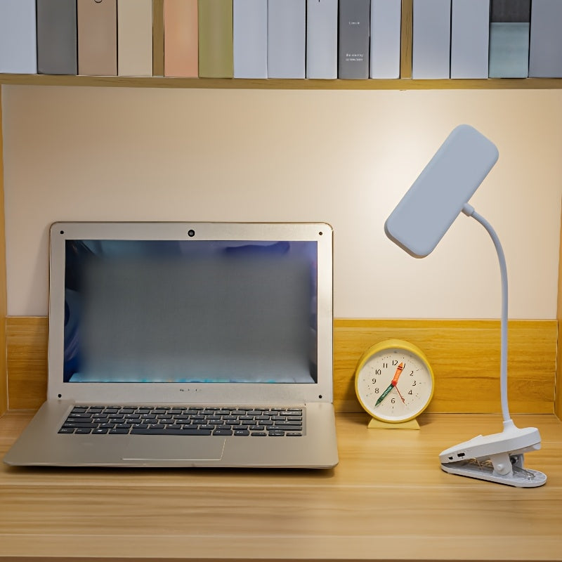 Lámpara de escritorio flexible con cuello de cisne, regulable, con 3 niveles de atenuación táctil y protección ocular, luz nocturna, recargable por USB, con abrazadera ajustable y control táctil.