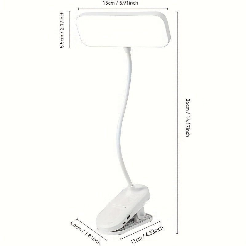 Lámpara de escritorio flexible con cuello de cisne, regulable, con 3 niveles de atenuación táctil y protección ocular, luz nocturna, recargable por USB, con abrazadera ajustable y control táctil.
