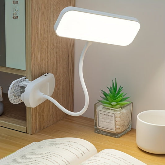 Lámpara de escritorio flexible con cuello de cisne, regulable, con 3 niveles de atenuación táctil y protección ocular, luz nocturna, recargable por USB, con abrazadera ajustable y control táctil.