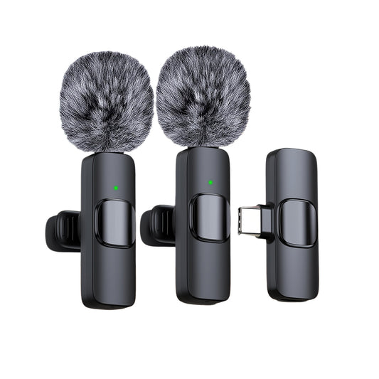 Micrófono de solapa inalámbrico con bola de pelo resistente al viento para smartphones, portátiles y grabación de audio y vídeo. Micrófono inalámbrico para entrevistas de vídeo, podcasts y vlogs.
